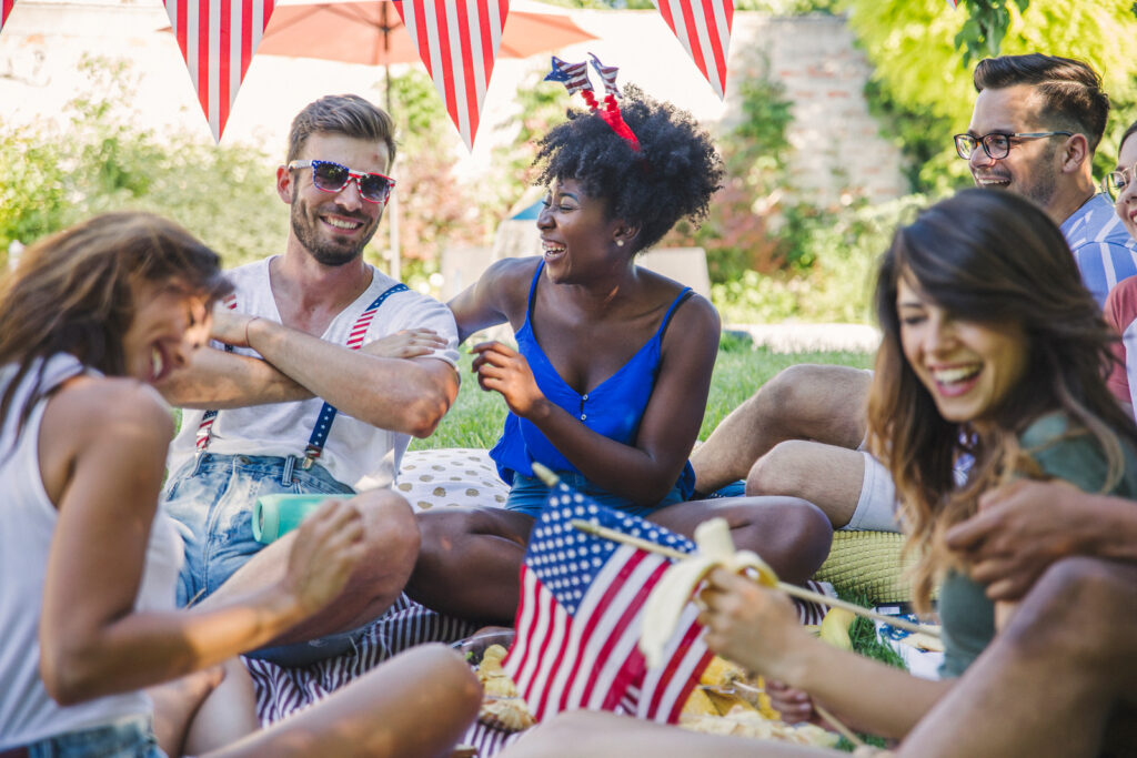 Friends celebrating US Independence Day