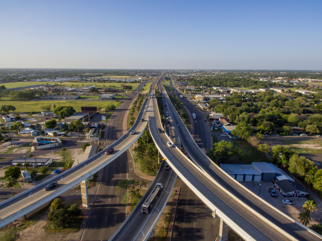 A bird’s eye view of the busiest expressway intersection in Pharr, Tx.